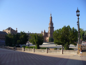 Plaza de España, Siviglia, Andalusia, Spagna. Author and Copyright Liliana Ramerini...