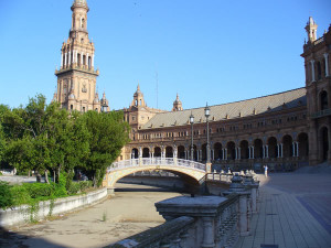 Plaza de España, Siviglia, Andalusia, Spagna. Author and Copyright Liliana Ramerini...