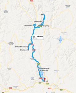 Mappa del viaggio nello Yunnan, parte nord