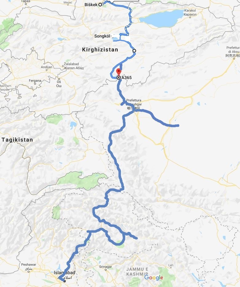 Viaggio tra le montagne dell’Asia Centrale. Mappa dell'itinerario